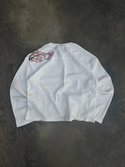 Harajuku Cherry Blossom Embroidery Sweater Fashion Casual Knitted Round Neck Pullove Warm Long Sleeve Sweatshirt Men Clothing