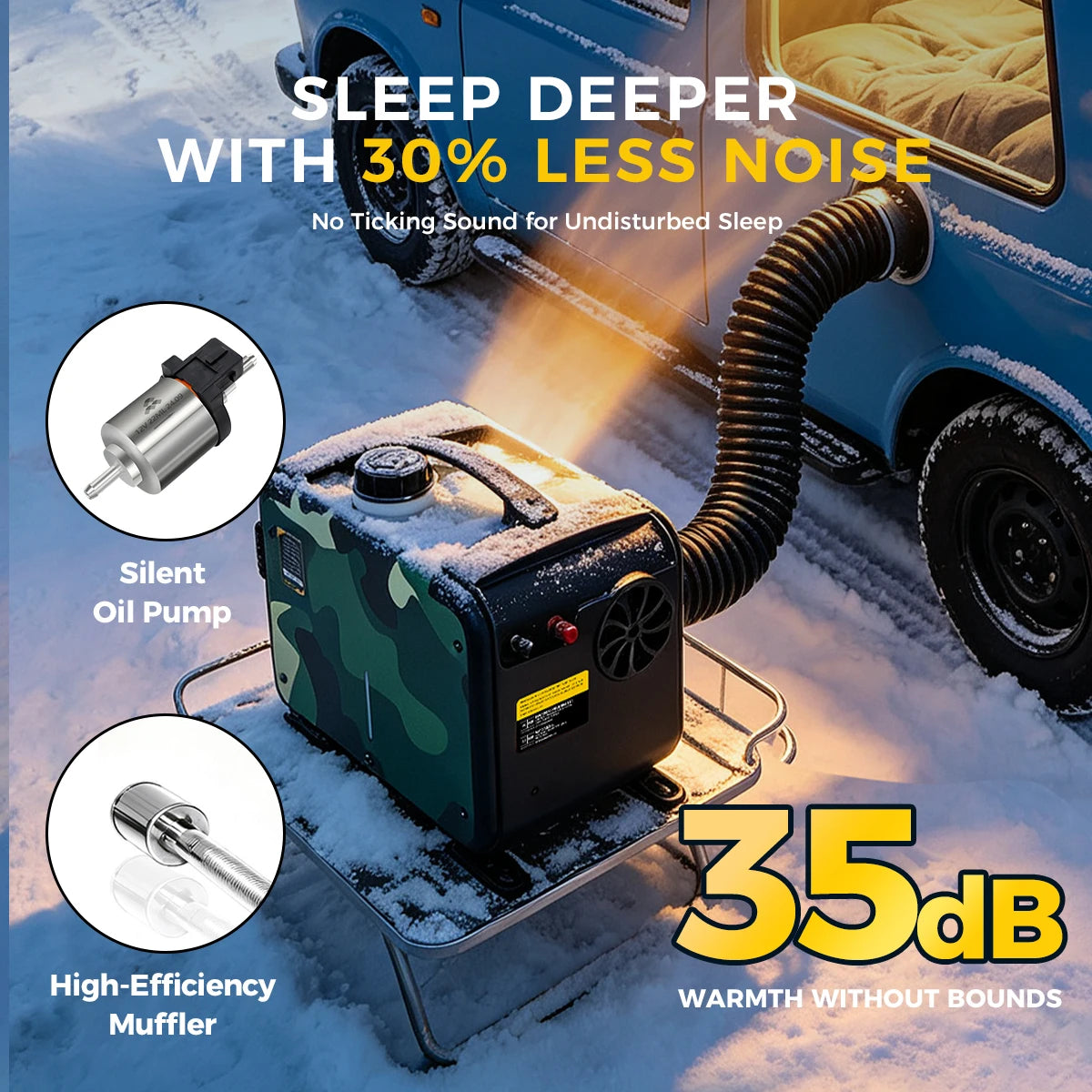 8KW Portable Horizontal Diesel Air Heater 12V Bluetooth LCD Adapter For Car Truck RV Camper Motorhome Campinging Home Heating