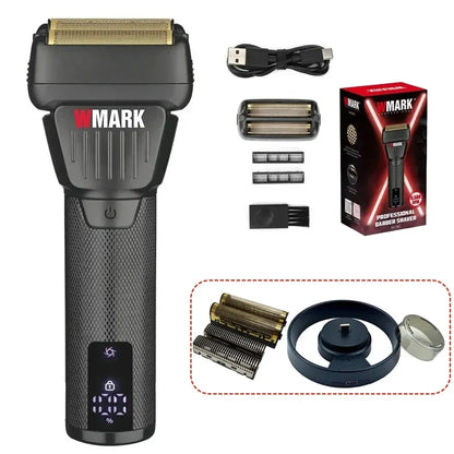 WMARK NG-7982 Professional Hair Trimmer for Man 9000RPM Titanium Coated Floating Double Blade Mesh Men's Shaver Equipped Blades