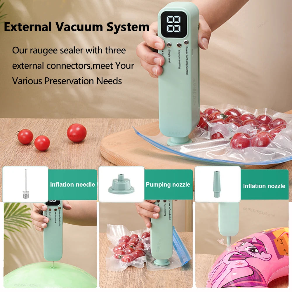 Mini Vacuum Bag Sealer Plastic Bags Sealer Food Packaging Bag Sealing Machine Rechargeable Vacuum Sealer Pump Electric Air Pump