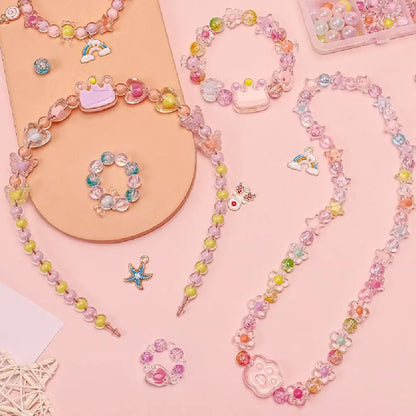 24 Grid DIY Handmade Beaded Kit Toy Creative Colorful Beads Bracelet Making Kit Kawaii Candy Color Beads Toys for Children Girl