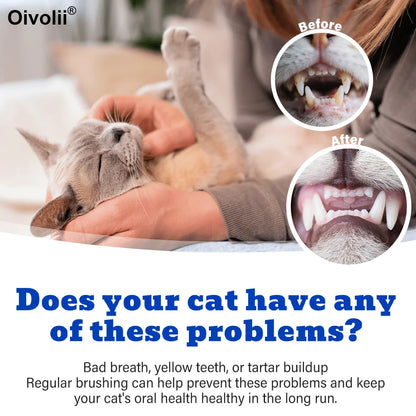 Tuna Flavored Cat Toothpaste Safe Formula With Toothbrush And Finger Brush For Daily Teeth Cleaning And Pet Dental Grooming