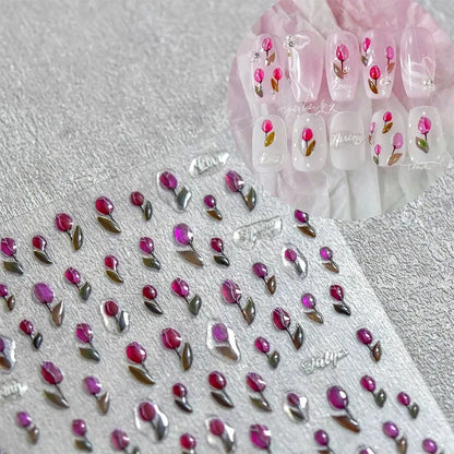 Line Flower Powder Blusher Love Heart High Quality Jelly Series Adhesive Nail Sticker Nail Art Decoration Decals Design T-2830