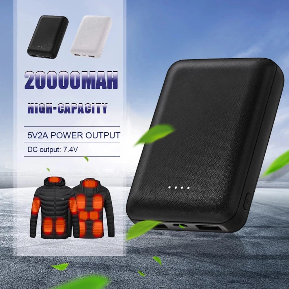 New 20000mAh Power Bank USB Charger Fast Charging Portable External Battery Pack Ultra-thin Heating for Vest Jacket Glove Sock