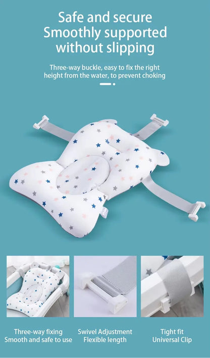 PANGDUBE Baby Bathtub Pad Ajustable Bath Support Seat Newborn Bathing Cushion 0~1 Year Old Baby Bathtub Floating Seat for Shower