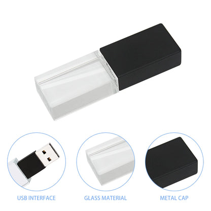 JASTER Crystal Wedding Gifts USB Flash Drives 128GB 3D Laser Engraving Custom Logo Pen Drive 64GB Photography Gift Memory Stick