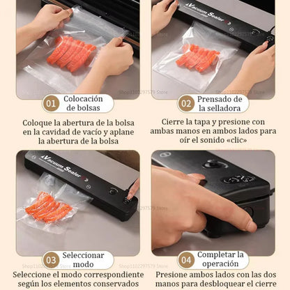 NAUJAS 220V/110V elektrinis vakuuminis sandarinimo aparatas su vakuuminio maišelio jungtimi, buitinis maisto šviežio maisto juodas vakuuminio sandarinimo aparatas