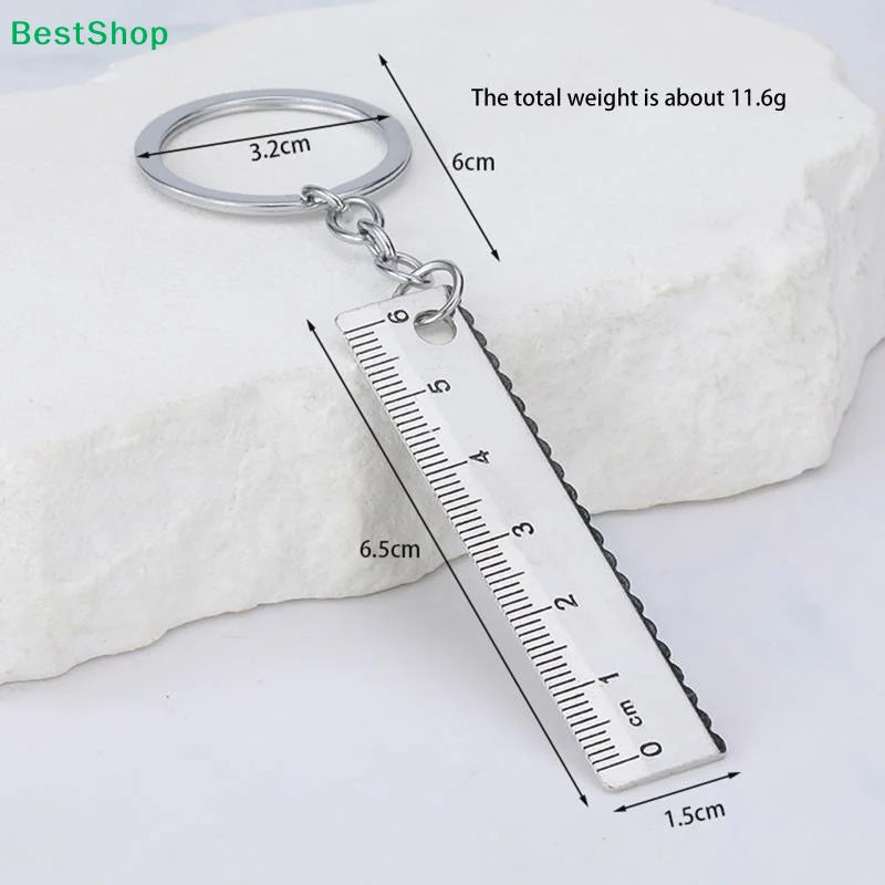 ♥Mini Stainless Steel Ruler Keychain | 1-5cm Portable Measuring Tool Key Rings (Anti-loss Measuring Ruler)
