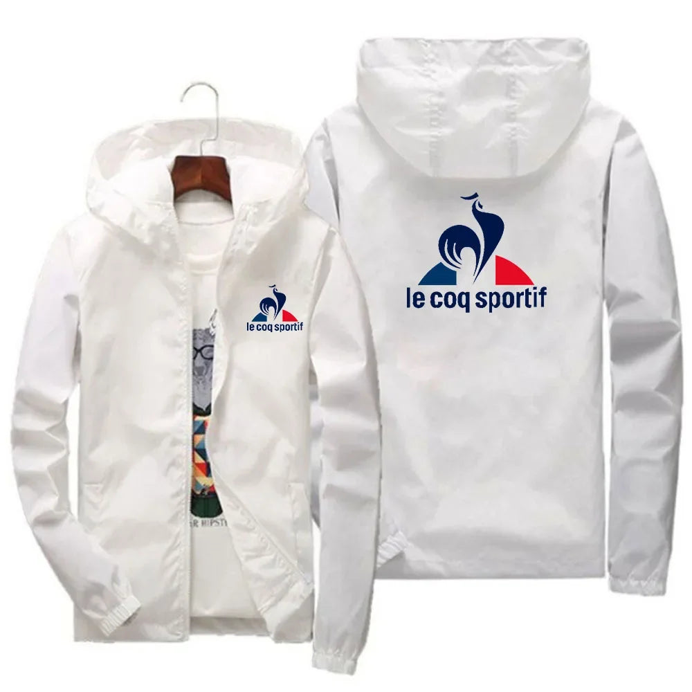 Spring and autumn new outdoor sports style fashion hooded zipper jacket men's leisure camping windproof waterproof coat 2024