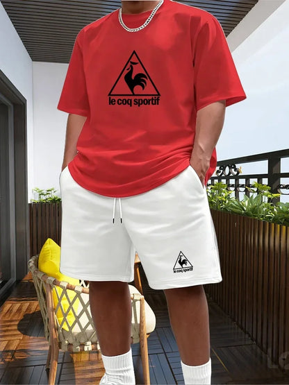 Men's Two-piece Sportswear Short Sleeved T-shirt and Pants Set Running and Fitness Sportswear 2026 Summer Big Discount