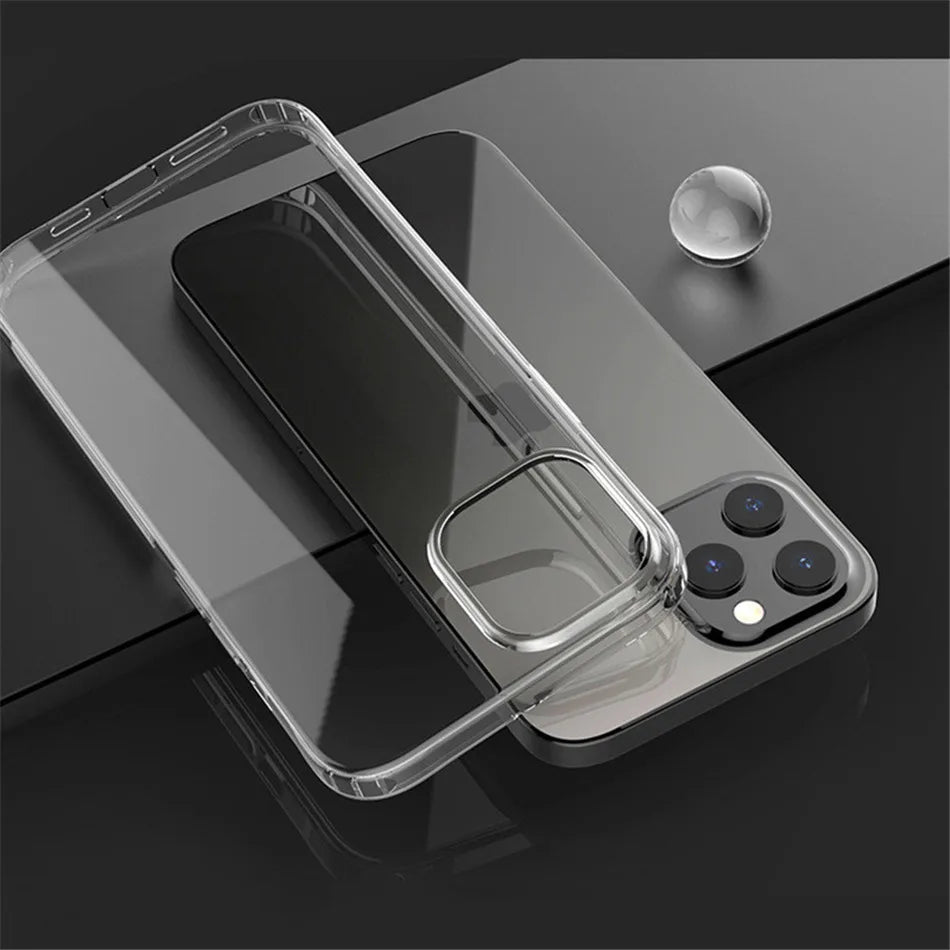 Ultra Thin Clear Silicone Case For iPhone 16 15 14 13 12 11 Pro Xs Max Mini XR X 7 8 6s Plus 6 SE 2020 2022 2016 5 5S Back Cover