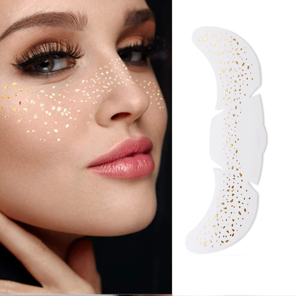 1pc Hot Stamping Freckles Makeup Sticker Metallic Radiation Golden Silver  Fake Freckles Temporary Tattoo Stickers Face Makeup
