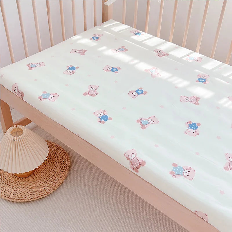 1pcs 130*70CM Breathable Cotton Fitted Crib Sheets for Baby Crib Mattress Cover Soft Bedding Set of Solid Color Infant Bed Sheet