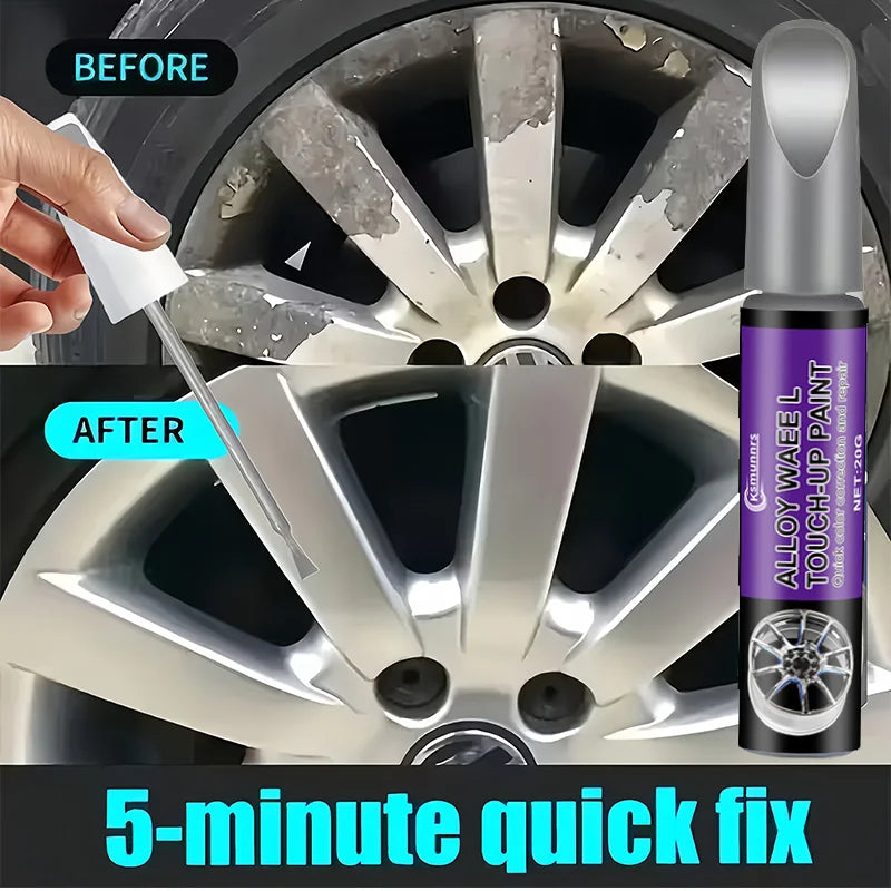 Universal Alloy Wheel Repair Kit - Suitable for Silvery Wheels, Car Rim Scratch and Curb Damage Repair Paint Set, In