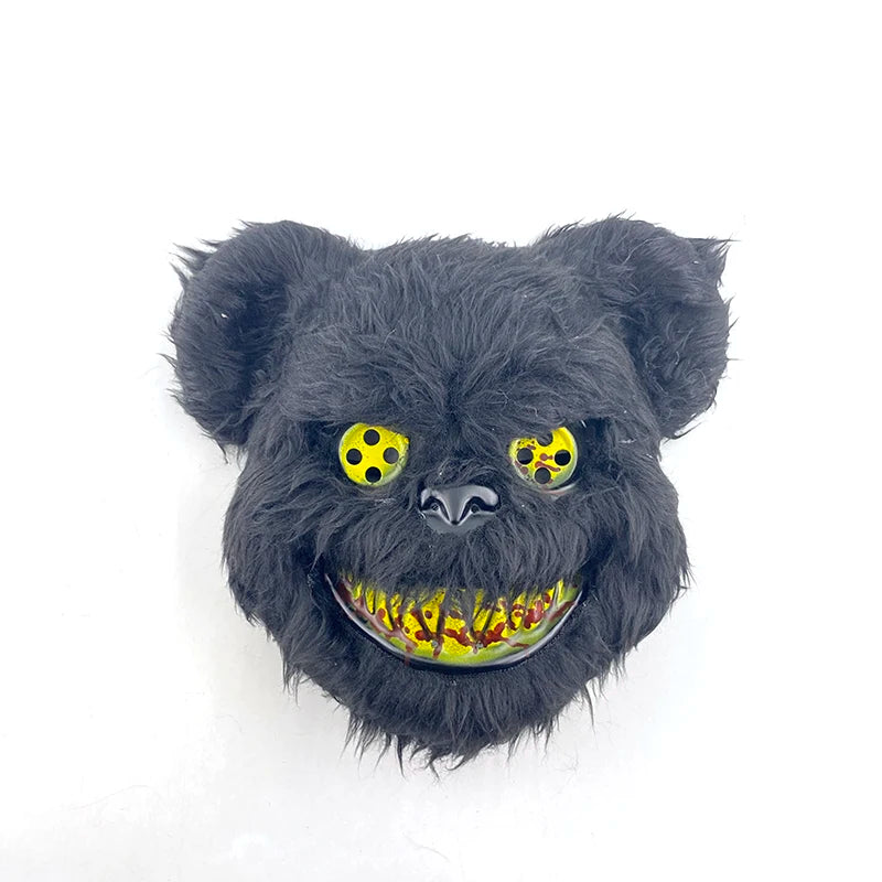 LED Bloody Rabbit Mask Glowing Killer Black Bear Mask Halloween Dance Party Cosplay Costume Props Assassinated Plush Rabbit Mask