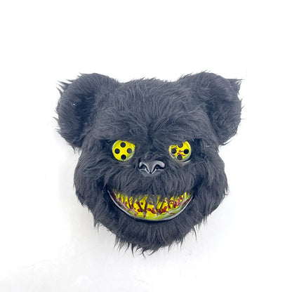 LED Bloody Rabbit Mask Glowing Killer Black Bear Mask Halloween Dance Party Cosplay Costume Props Assassinated Plush Rabbit Mask