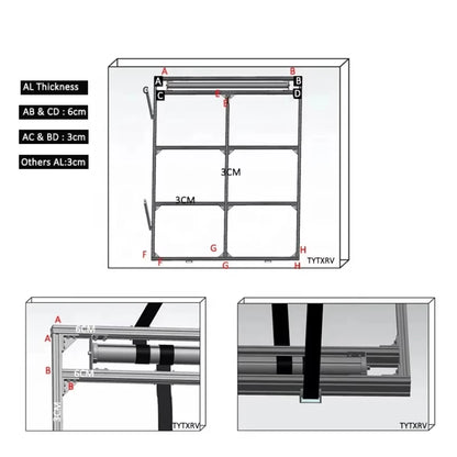 Caravan 12V/24V/220V Adjustable Bed Lift System Aluminum, RV Campervan Bed Lift, Motorhome Accessories, Customisable Dimensions
