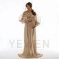 Fashion Organza Pleated Maternity Dress for PhotoShoot Pregnancy White Dress Plus Size Photography and Maternity Dresses YEWEN