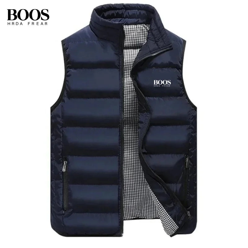 Men's Embroidery Brand High Quality Warm Vest Vest, Autumn and Winter Luxury Fashion Brand, Sleeveless Outdoor Windproof Jacket