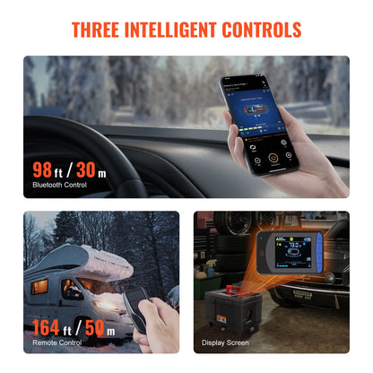 SucceBuy 8KW Diesel Heater 12V/24V All in One Diesel Air Heater with Bluetooth APP Control Display Screen and CO Alarm Fast Heating Portable Car Heater for Vehicles and Garage