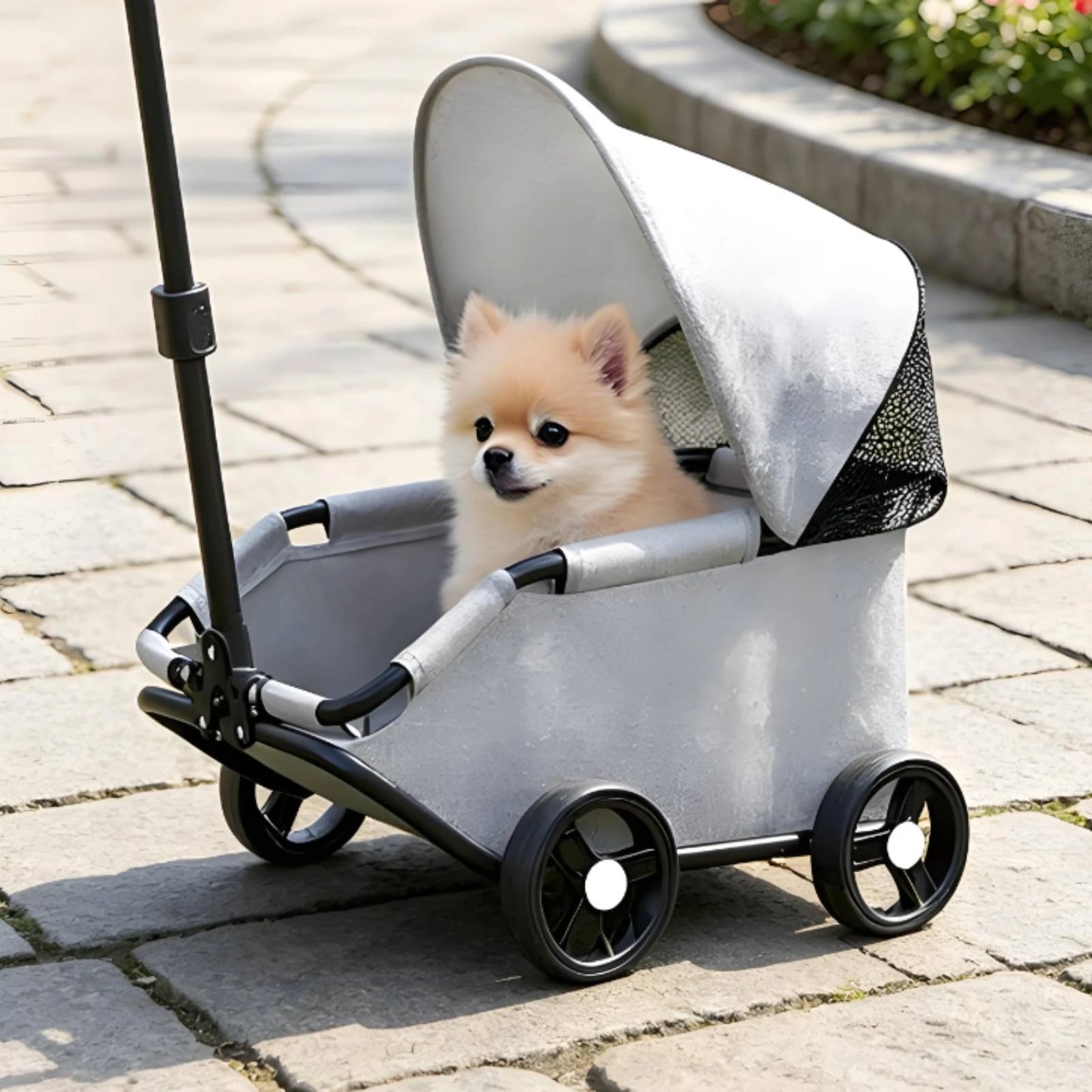Foldable Pet Stroller 360-Degree Steering Lightweight Pet Stroller Rolling Carrier Body Transport Easy Fold
