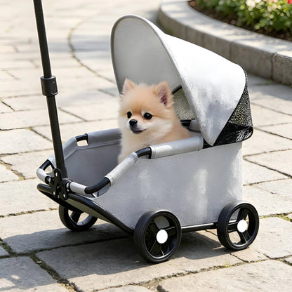 Foldable Pet Stroller 360-Degree Steering Lightweight Pet Stroller Rolling Carrier Body Transport Easy Fold