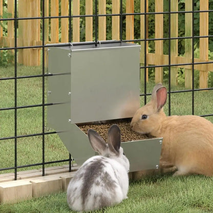 Rabbit Feeder, Galvanized Steel Hanging Hay Rack For Hutch And Cage, Easy Filling And Feeding, Silver, 17.5x26x28.5 Cm