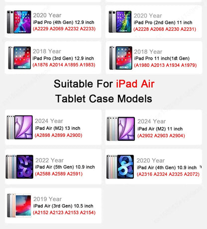 For iPad Air 5th 6th 12th 11th iPad Pro 11 12.9 13 Air 11 M4 10th Gen 10.9 10.2 9th 8th 9.7 Mini 7 6 Smart Case with Pen Holder