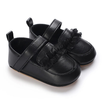 2025Black Fashion Newborn Party Princess Shoes  Boys And Girls' First Step Walking Shoes Rubber Soled Anti Slip Baby Shoes 0-18M