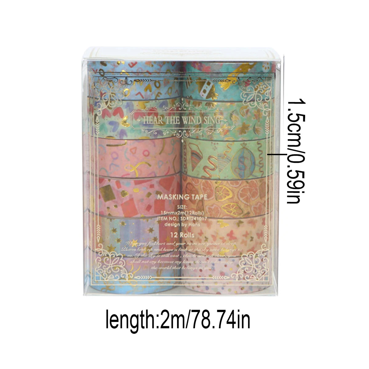 Creative Floral Hot Foil Washi Tape Set,12 Rolls Decorative Masking Tape for Scrapbooking,Journaling,DIY Gift Supplies