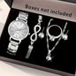 6PCS Women Watch Jewelry Set - Fashion Quartz Watch + Crystal Infinity Bracelet Necklace Earring Ring for Ladies（Without Box）