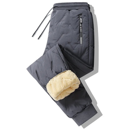 Winter Sweatwear Men Plush Thick Fleece Sweatpant Lambswool Thermal Trousers Casual Pants Waterproof Windproof Warm Pants