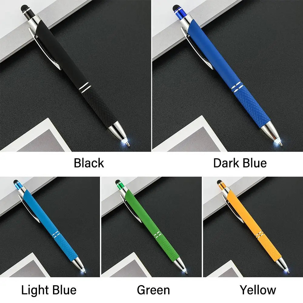 New 3in1 Multi-function Pen Capacitive Pen with LED Light 1.0mm Ballpoint Pen Stationery Screen Touch Gadgets Construction Tools