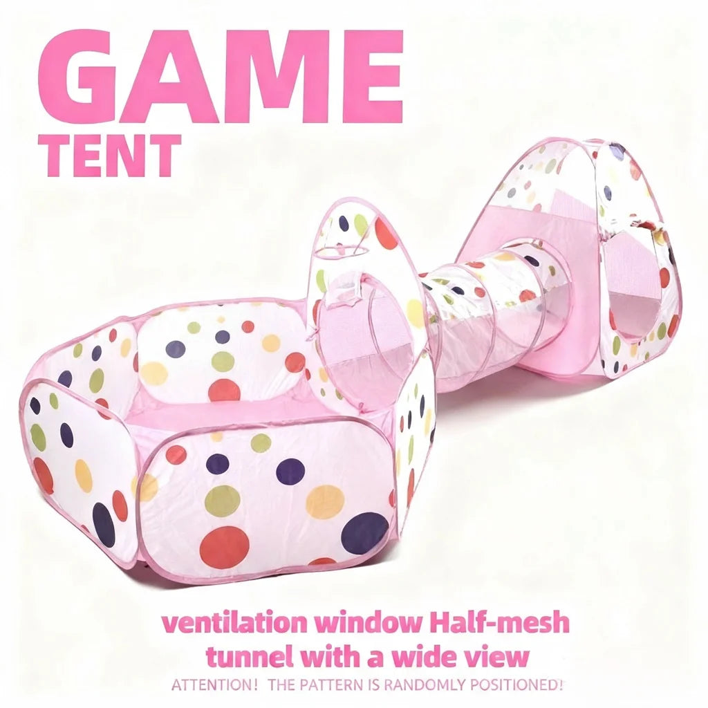 Children's Play Tent, Toy Ball Pool - Play Tunnel - Triangular Tent, Polka Dot Design, Outdoor Leisure Toy Playhouse, Portable Toy Castle Tent, Fun Pop-Up Toy Playpen, Ideal Holiday Gift for Kids, Christmas and Halloween Gift
