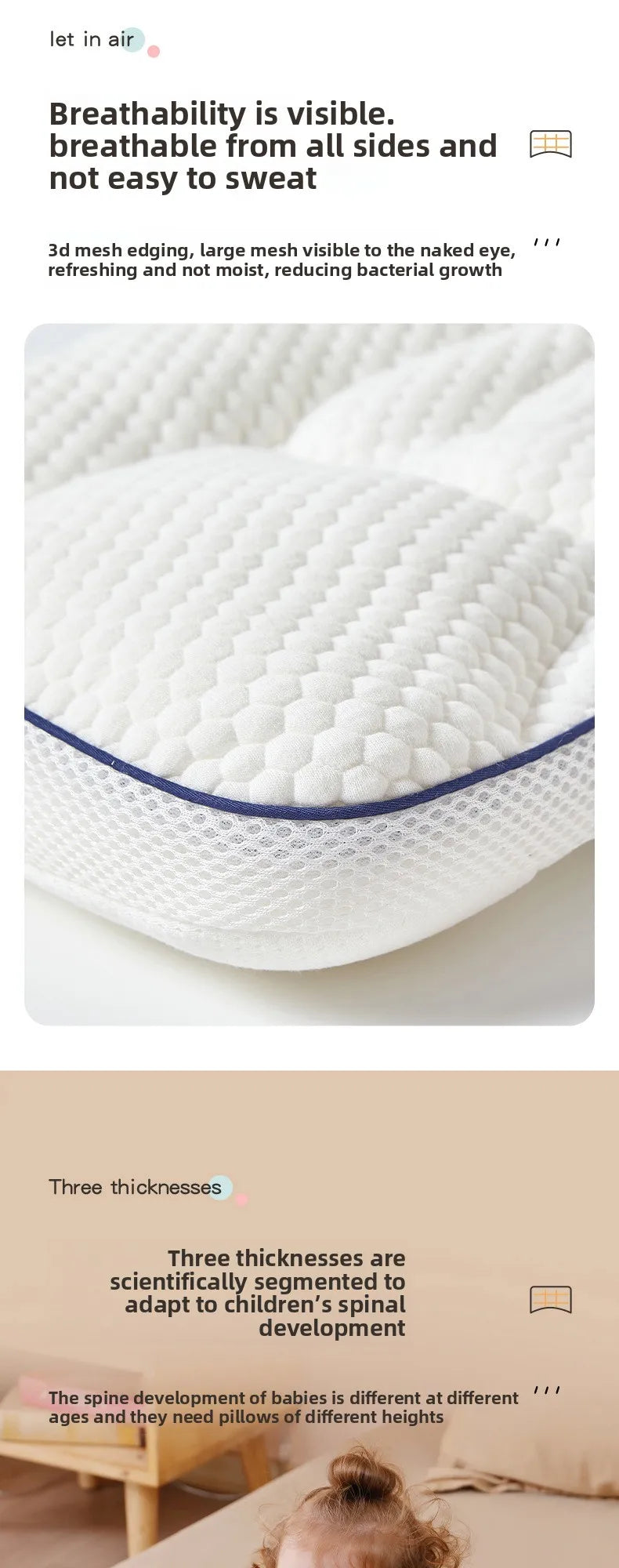 1-3-8-16 Years Baby Pillow Neck Protection Children's Partition Pillows Bedding Kindergarten All Seasons Kids Sleeping Pillow