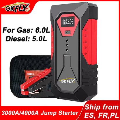 GKFLY 2000A/3000A/4000A Car Jump Starter Power Bank Petrol Diesel Car Battery Charger Starting For Auto Battery Booster