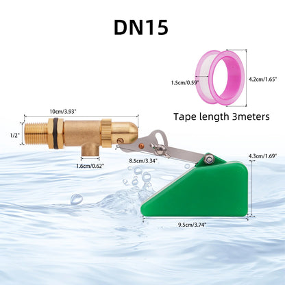 1/2" 3/4" Copper Water Float Valve With 3 Meters Tape DN15/DN20 Brass Water Level Control Ball Valve Farm Animal Breeding