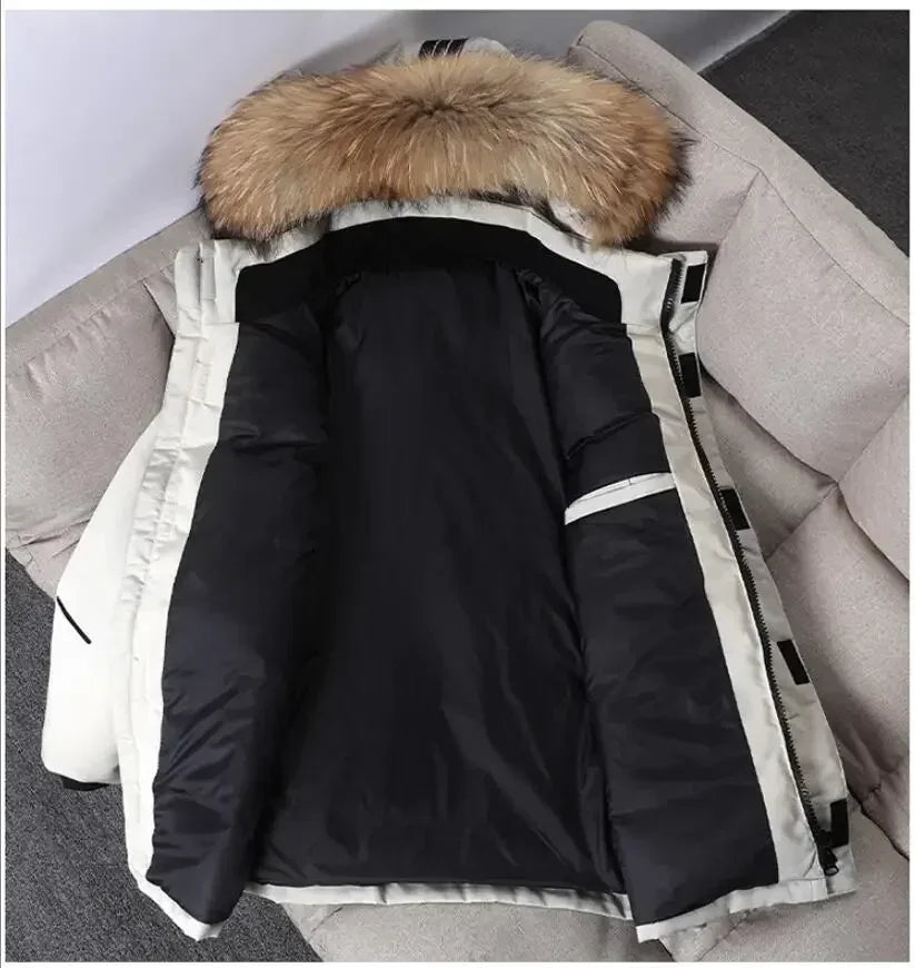 Men Winter Duck Down Coats Hooded Fur Collar Casual Long Puffer Jackets Quality Male Outdoor Windproof Warm Winter Parkas 4XL