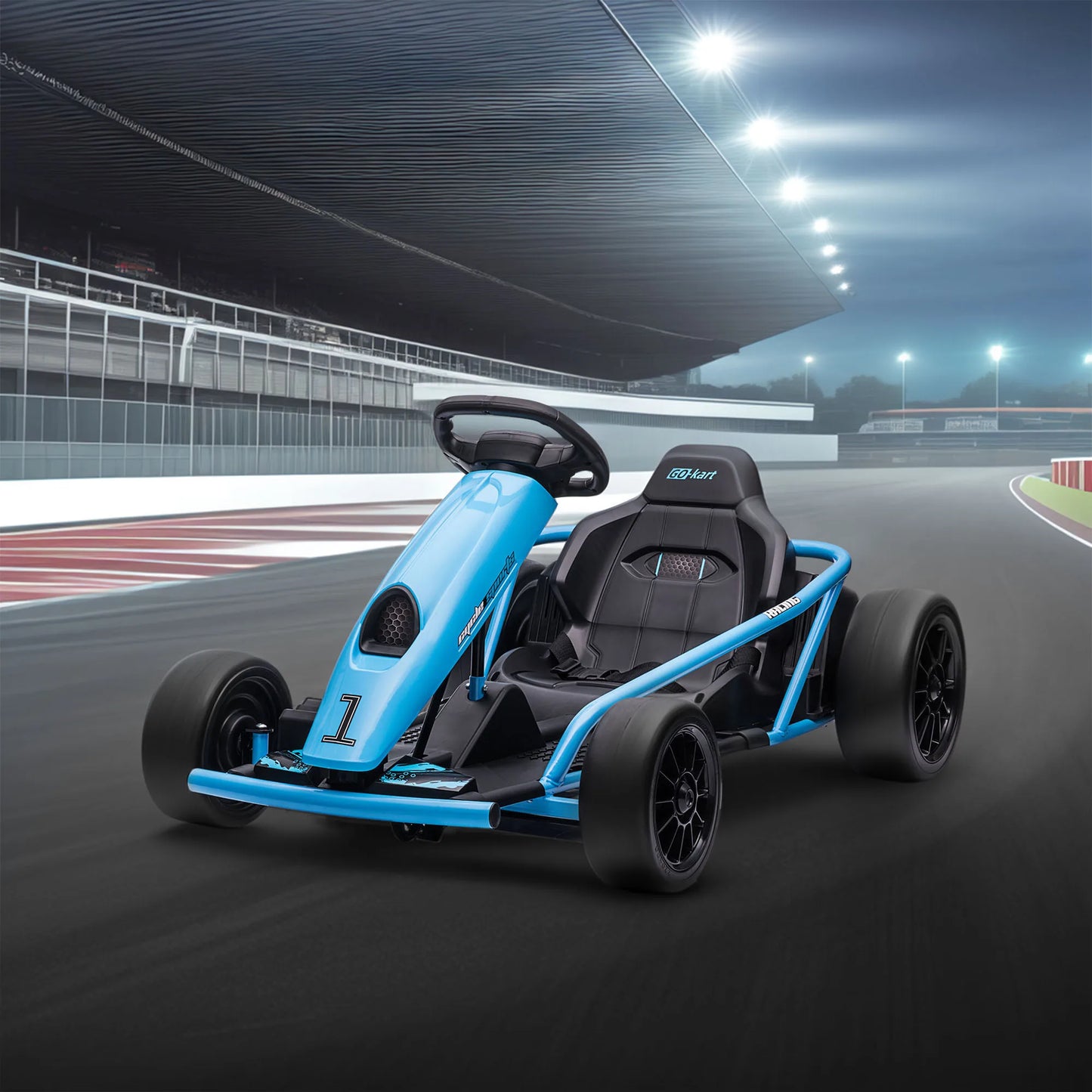 Electric Go-kart for children 8-12 years old with high backrest and safety belt, 115x77x54 cm, blue and black, electric stroller, toy kart, children's kart