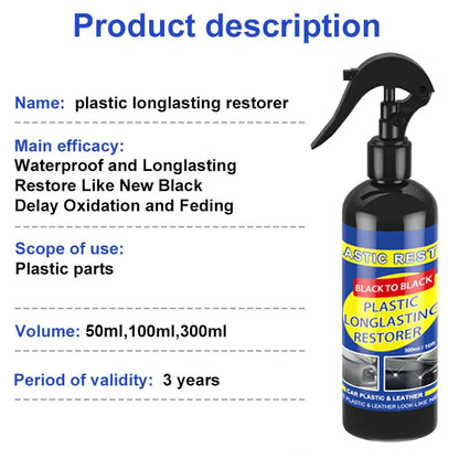 Plastic Restorer Revitalizer Plastic Leather Renovator Longlasting Coating For Car Rubbers Refurbish Clean Gloss Black Shine