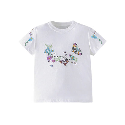 Jumping Meters 3-8T Fashion Design Kids Tees Hot Selling Cotton Summer Girls Tshirts Baby Clothes Children's Tees Tops