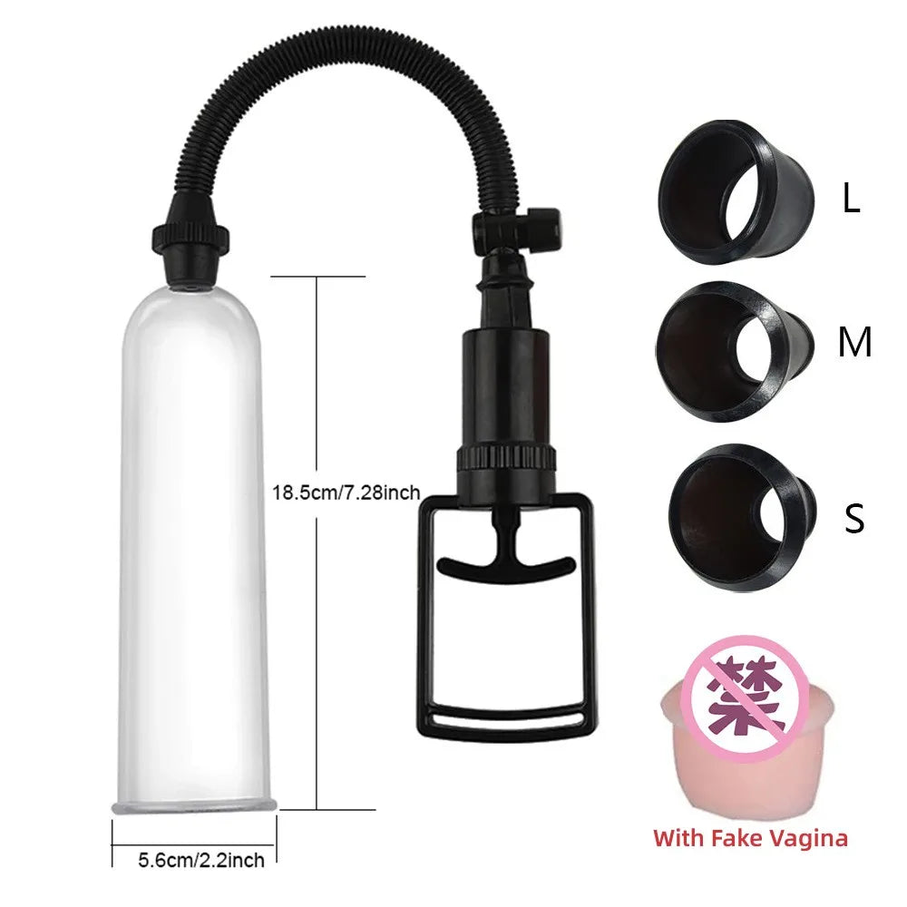 Male Penis Pump Dick Stimulate Extender Masturbator For Man Vacuum Pump Manual Penis Enlarger Big Dick Lasting Trainer Sex Toy