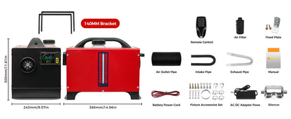 8KW Low Noise Diesel Air Heater 12V/24V/230V Auto Thermostat Diesel Parking Heater W/Bluetooth APP/LCD/Bracket For Motorhome Car
