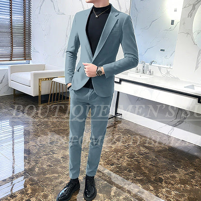 Mens Suits Wine Red Black Green Suits For Man Groom Wedding Velvet Tuxedo Velour Blazer Jackets Pants 2 Piece Costume Homme New