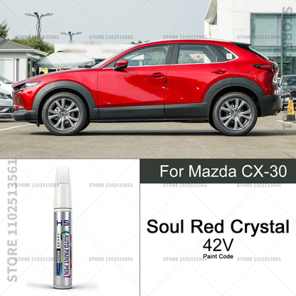 Car Paint Repair Pen Touch Up Scratch Remover DIY Auto Accessories For Mazda CX-30 Blue 42M White 34K Red 42V Grey 47C 46G