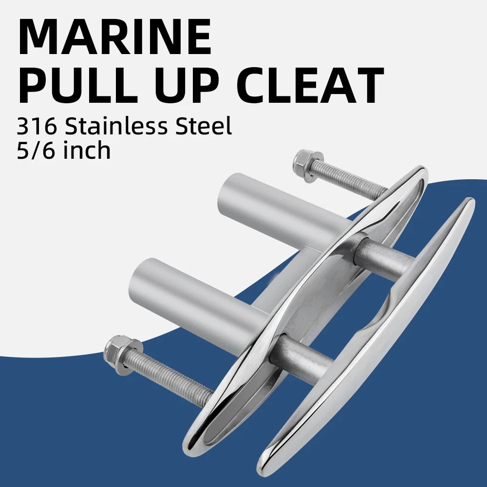 5/6 Inch 316 Stainless Steel Flush Cleat Boat Pop Up Cleat Pull Up Boat Accessories Mount Retractable Mooring Rope Yacht
