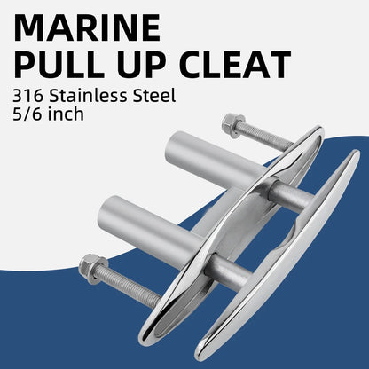 5/6 Inch 316 Stainless Steel Flush Cleat Boat Pop Up Cleat Pull Up Boat Accessories Mount Retractable Mooring Rope Yacht