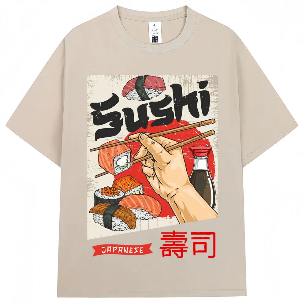 Japanese Style Hokkaido Wave Vintage T-shirt Men Women Harajuku Fashion High Quality T Shirts Oversized Cotton Summer Tee Shirt