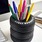 1pcs Fun Tire-Shaped Pen Holder -PVC Desk Organizer, Ideal for School and Office Supplies, Painted Finish, Office Supplies