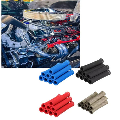 8PCS Sleeve Heat Shield Cover 2500 Degree Spark Plug Wire Boots Protector Spark Plug Cable Heat Insulation Wrap Titanium Fiber